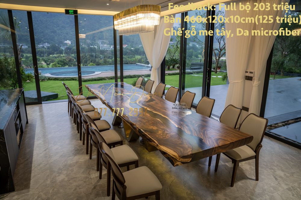 Bộ bàn ăn epoxy gỗ me tây màu hổ phách lấy cảm hứng từ giải lụa bay trong gió - Ảnh 5