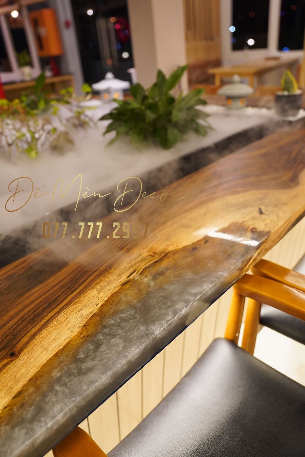 Quầy bar gỗ me tây epoxy đẹp cho nhà hàng nhật - Ảnh 6