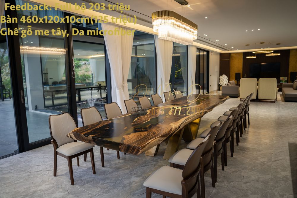 Bộ bàn ăn epoxy gỗ me tây màu hổ phách lấy cảm hứng từ giải lụa bay trong gió - Ảnh 7