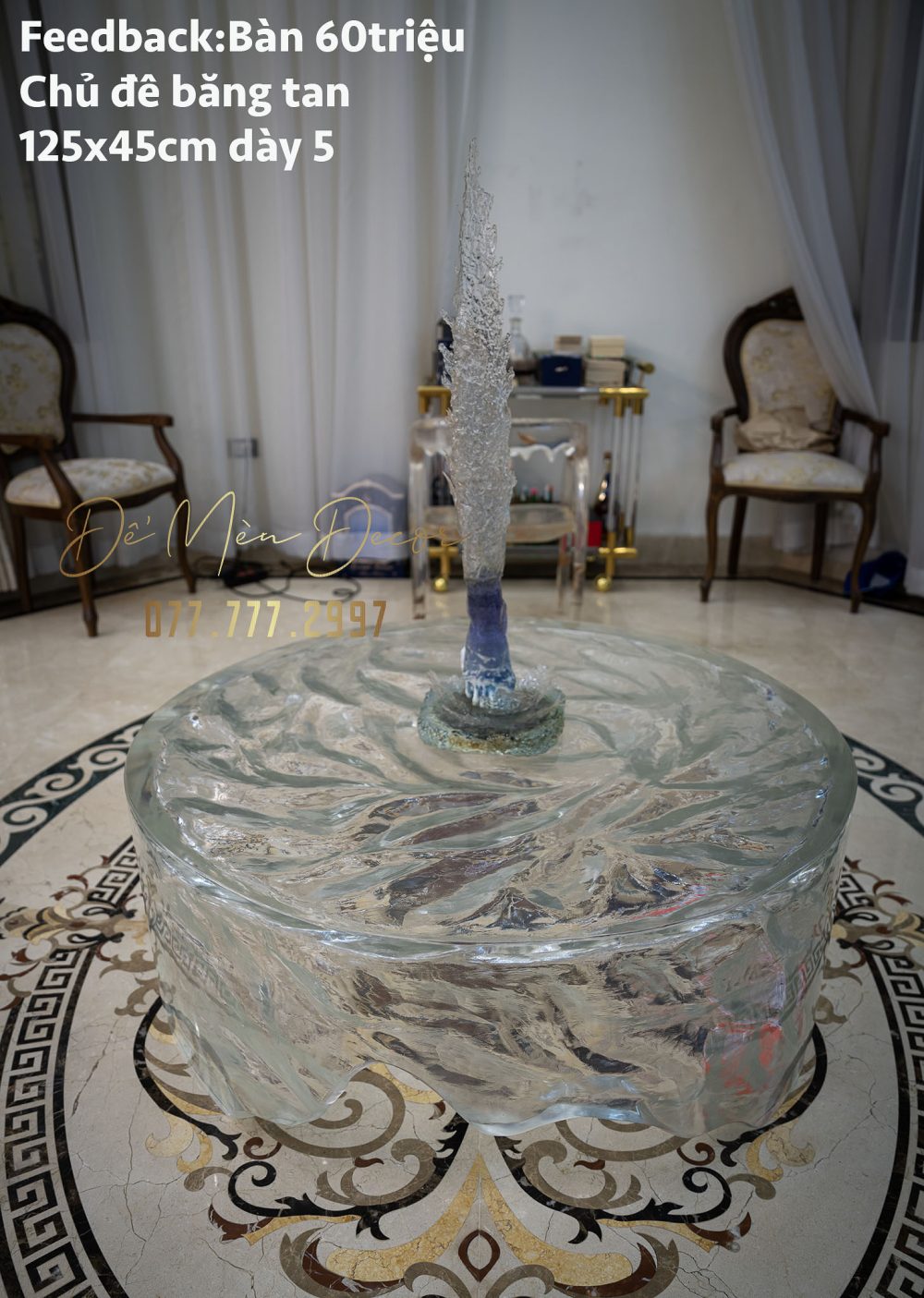Bàn sofa epoxy tảng băng - Ảnh 3