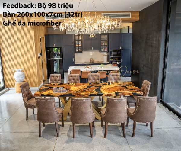 Bàn epoxy đen và gỗ