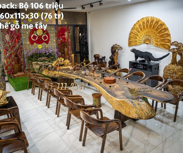 Bàn trà gỗ vẽ cá koi