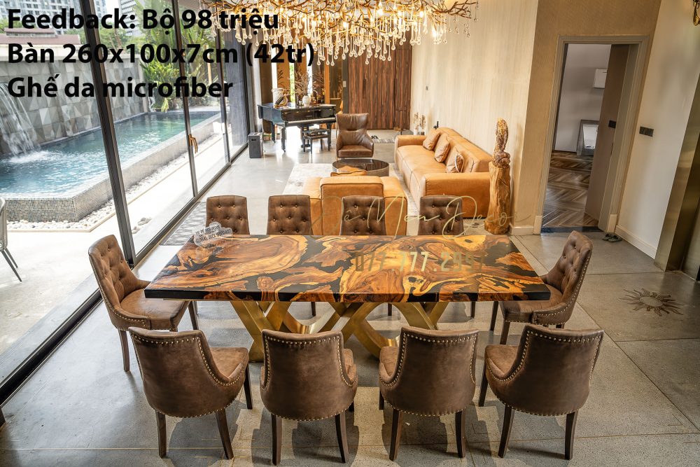 Bàn epoxy đen và gỗ - Ảnh 3