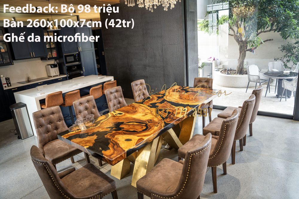 Bàn epoxy đen và gỗ - Ảnh 4