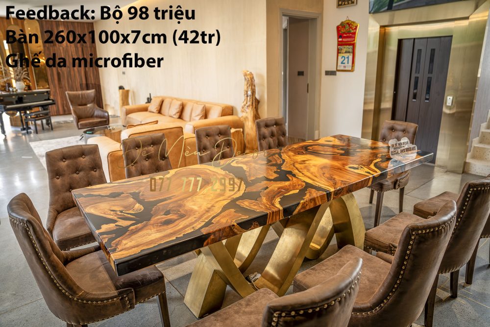 Bàn epoxy đen và gỗ - Ảnh 5