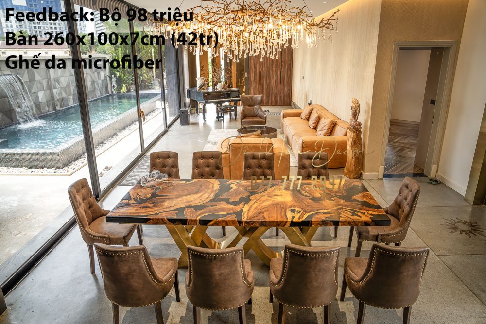 Bàn epoxy đen và gỗ - Ảnh 6