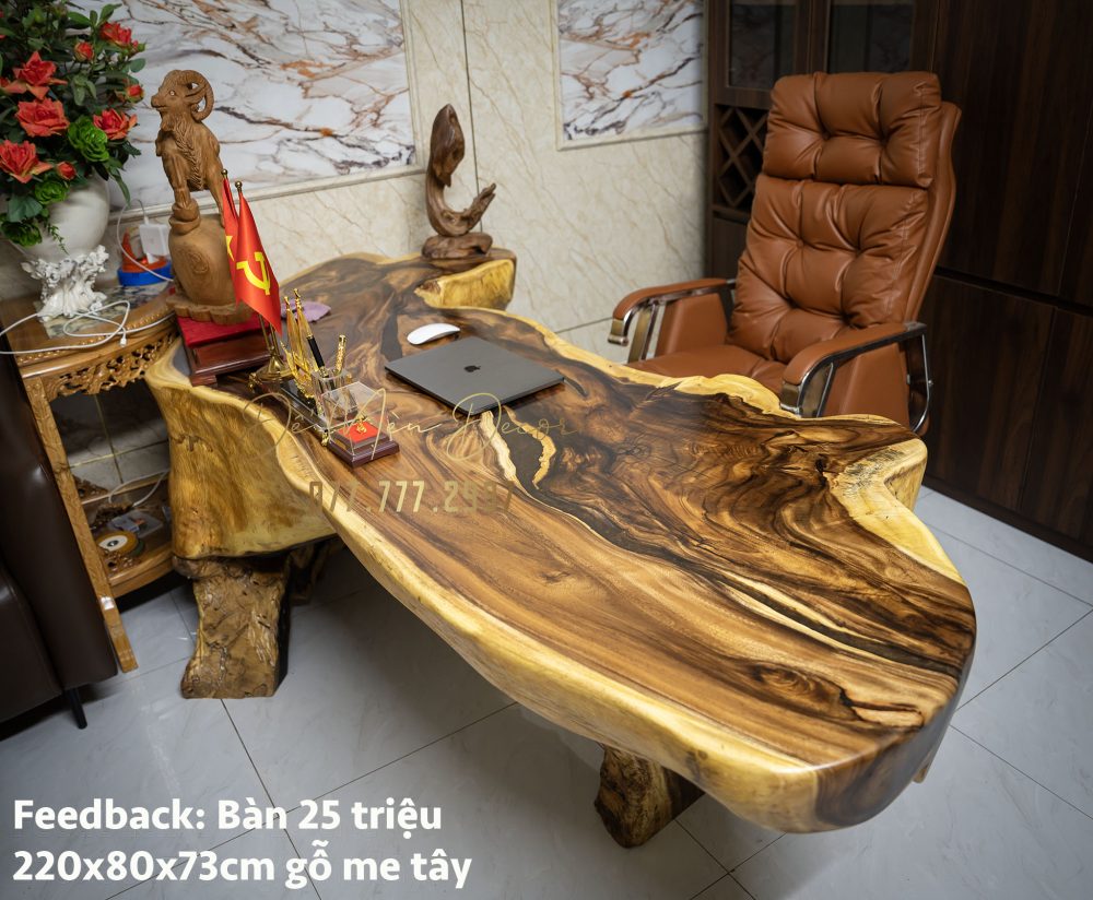 Bàn làm việc gỗ nguyên khối - Ảnh 5