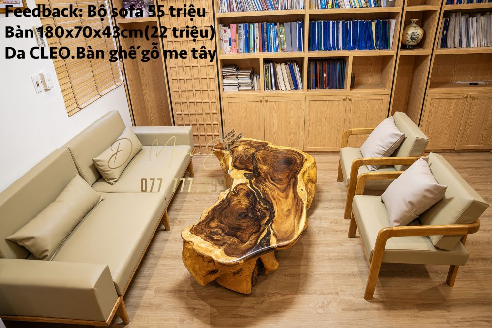 Bộ sofa gỗ me tây campuchia - Ảnh 7