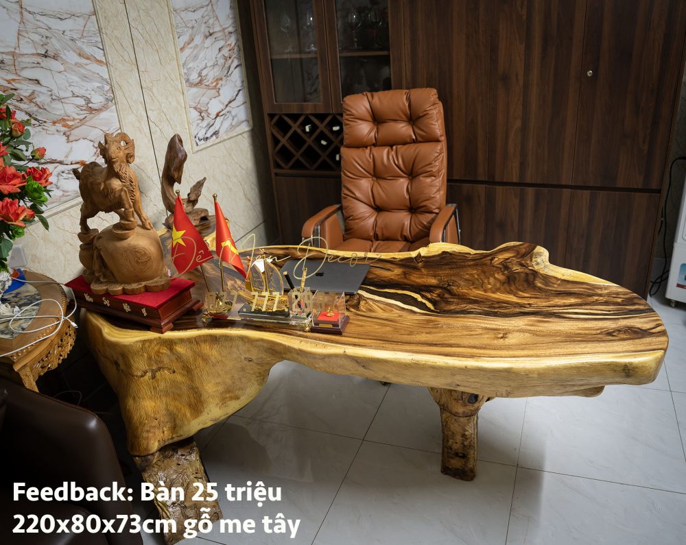Bàn làm việc gỗ nguyên khối - Ảnh 2