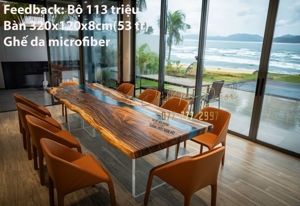 Bàn ăn 12 ghế epoxy