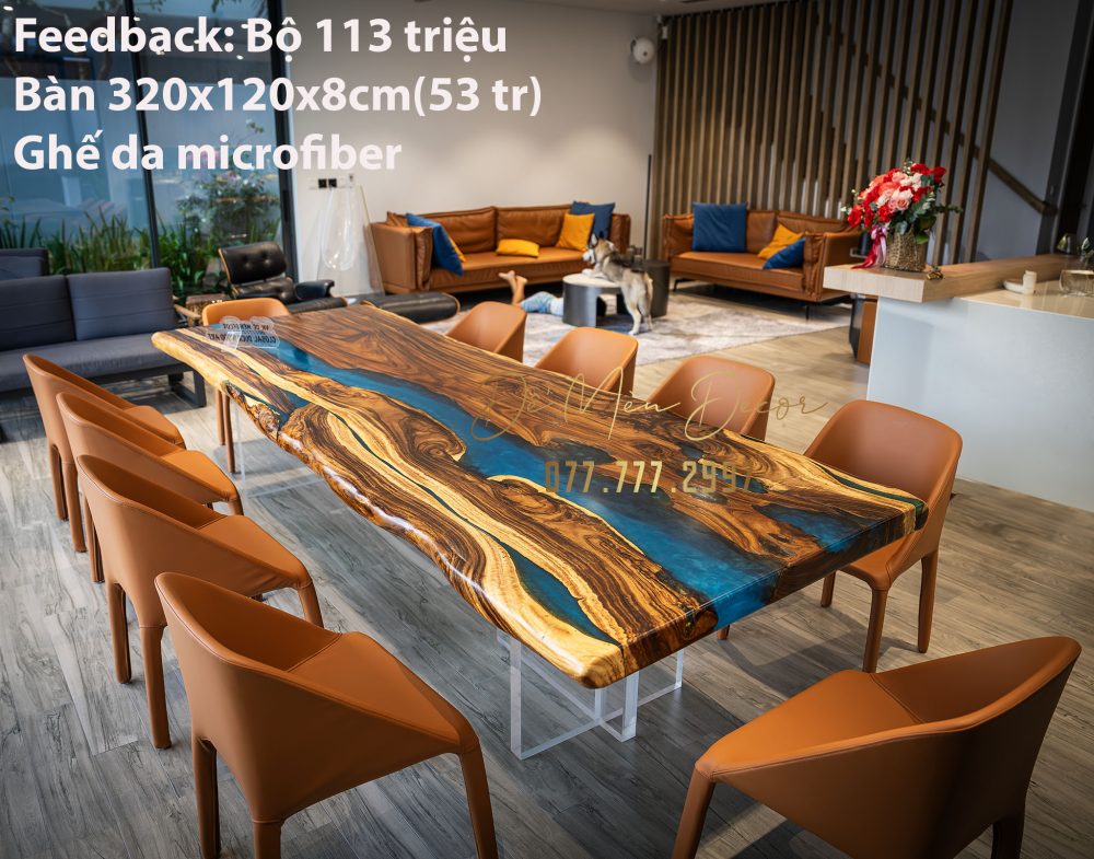 Bàn ăn 12 ghế epoxy - Ảnh 3