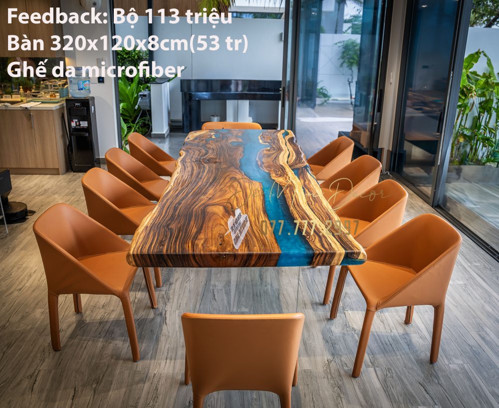 Bàn ăn 12 ghế epoxy - Ảnh 4