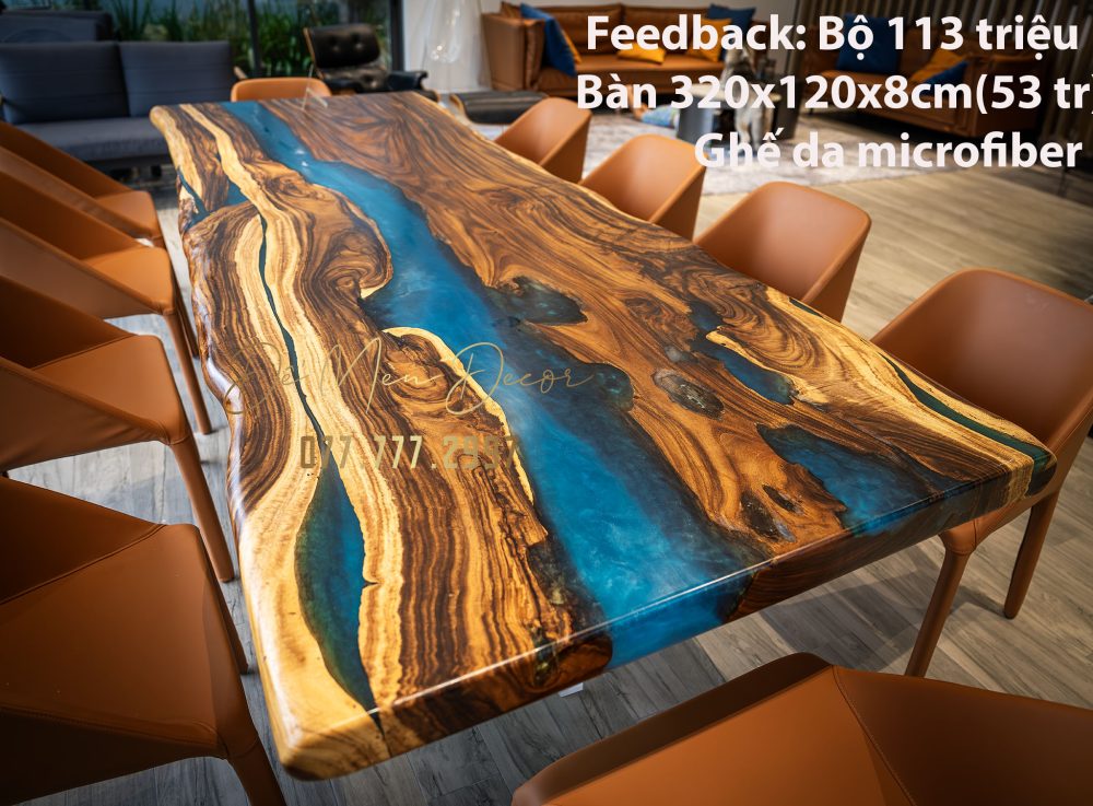 Bàn ăn 12 ghế epoxy - Ảnh 5