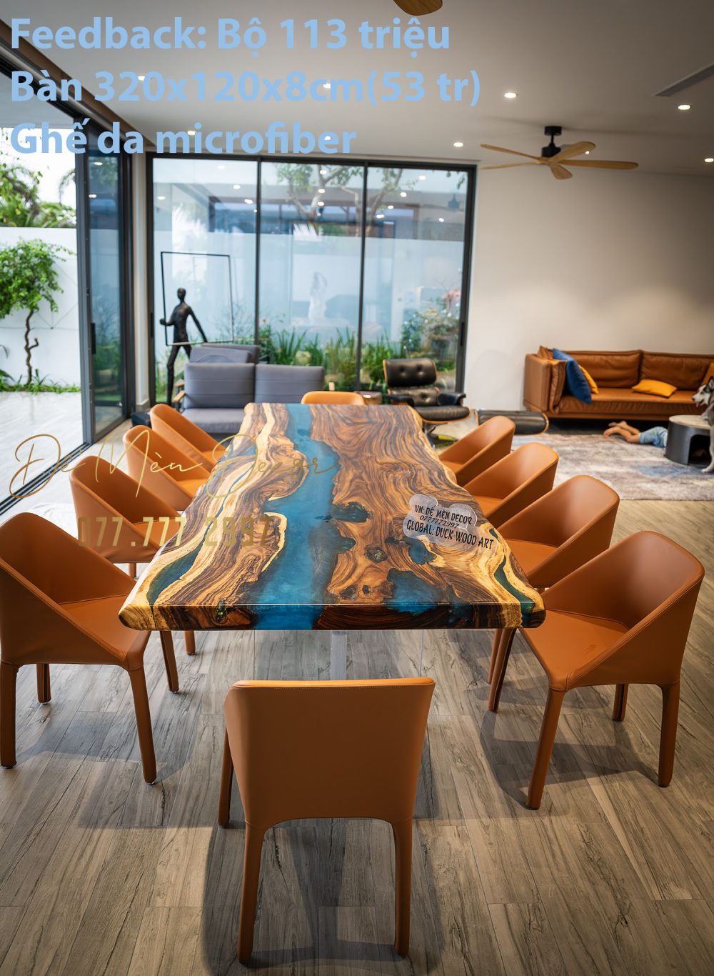 Bàn ăn 12 ghế epoxy - Ảnh 7