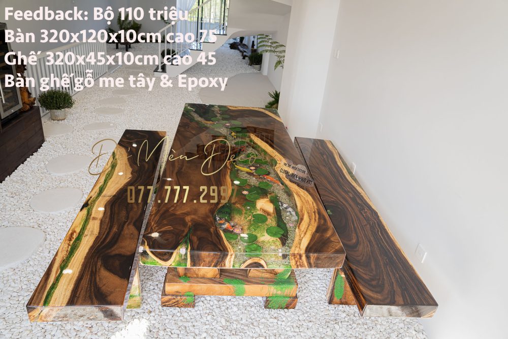 Bộ bàn k3 epoxy vẽ cá