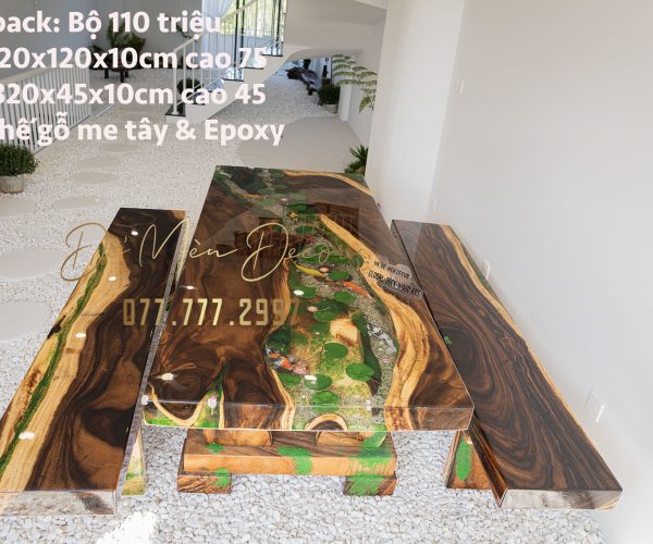 Bộ bàn k3 epoxy vẽ cá