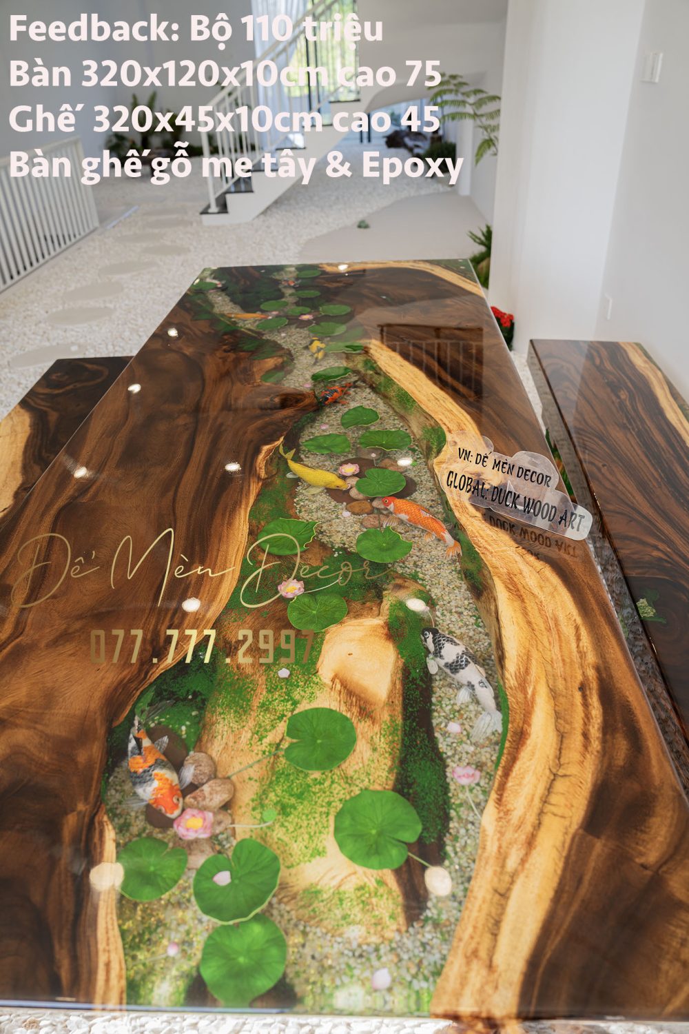 Bộ bàn k3 epoxy vẽ cá - Ảnh 5