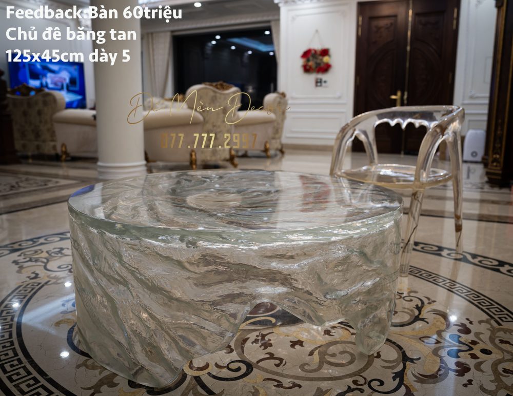 Bàn sofa epoxy tảng băng - Ảnh 5