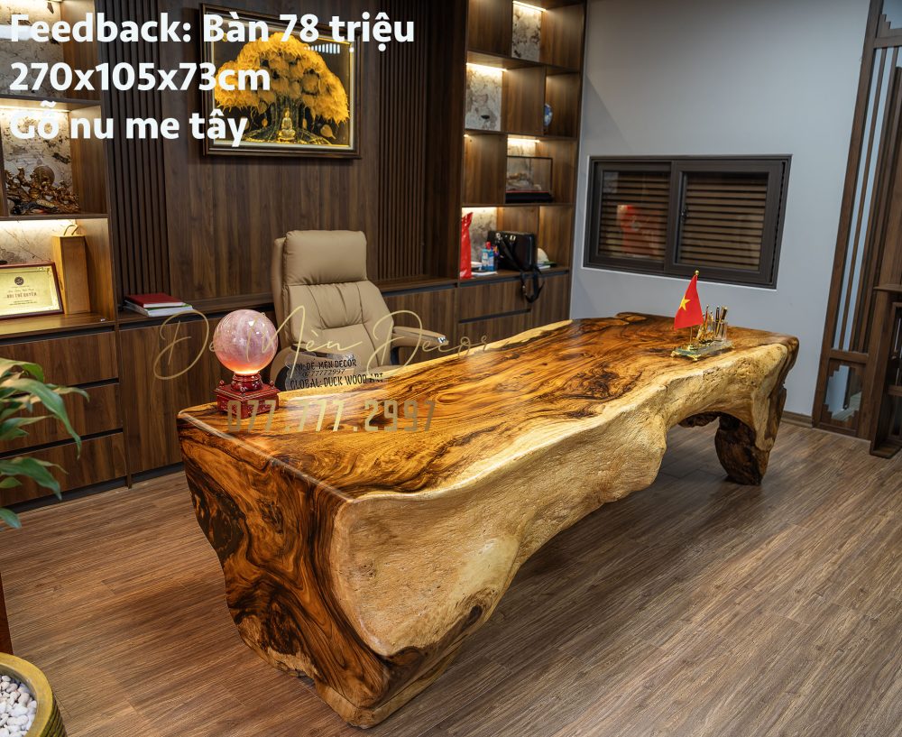 Bàn Làm Việc Gỗ Nguyên Khối - Ảnh 2