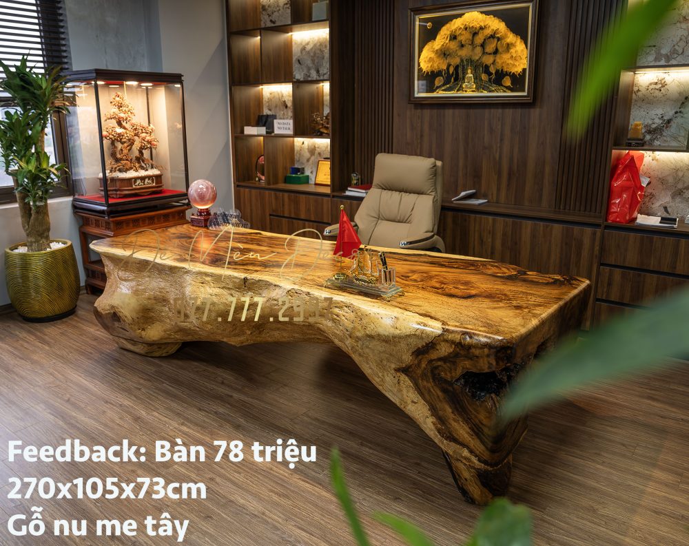 Bàn Làm Việc Gỗ Nguyên Khối - Ảnh 3