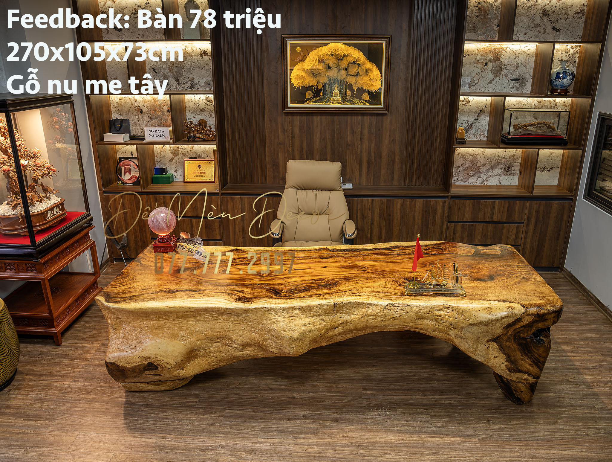 Bàn Làm Việc Gỗ Nguyên Khối