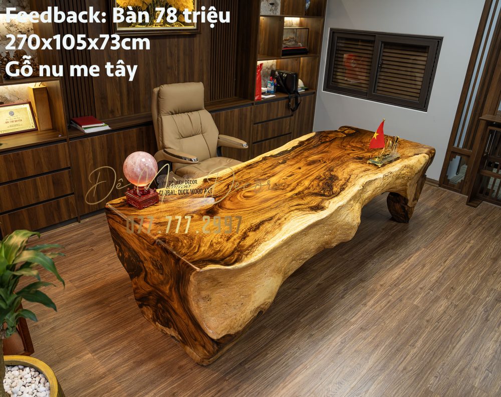 Bàn Làm Việc Gỗ Nguyên Khối - Ảnh 5