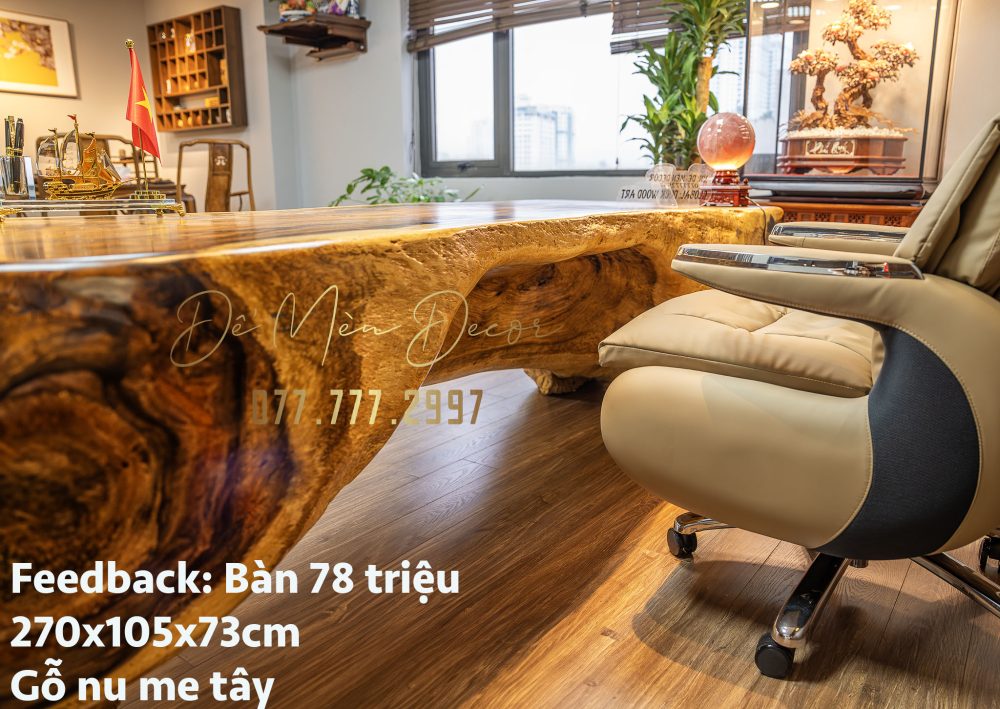 Bàn Làm Việc Gỗ Nguyên Khối - Ảnh 7