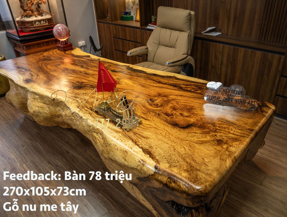 Bàn Làm Việc Gỗ Nguyên Khối - Ảnh 8