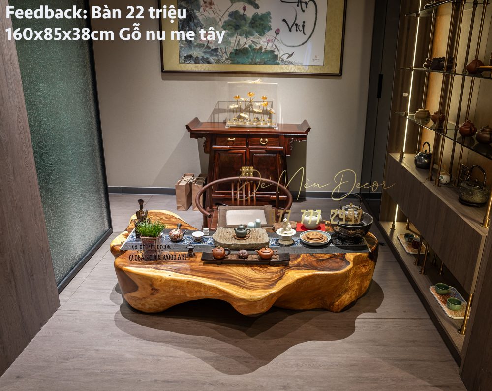 Bàn trà nhật gỗ nguyên khối - Ảnh 4