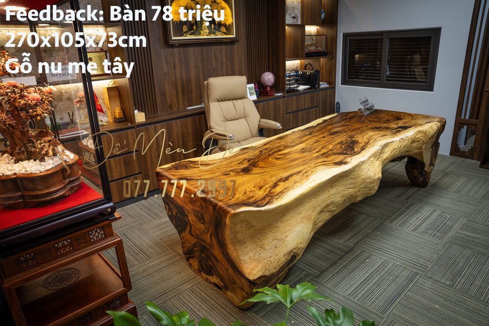 Bàn Làm Việc Gỗ Nguyên Khối - Ảnh 9