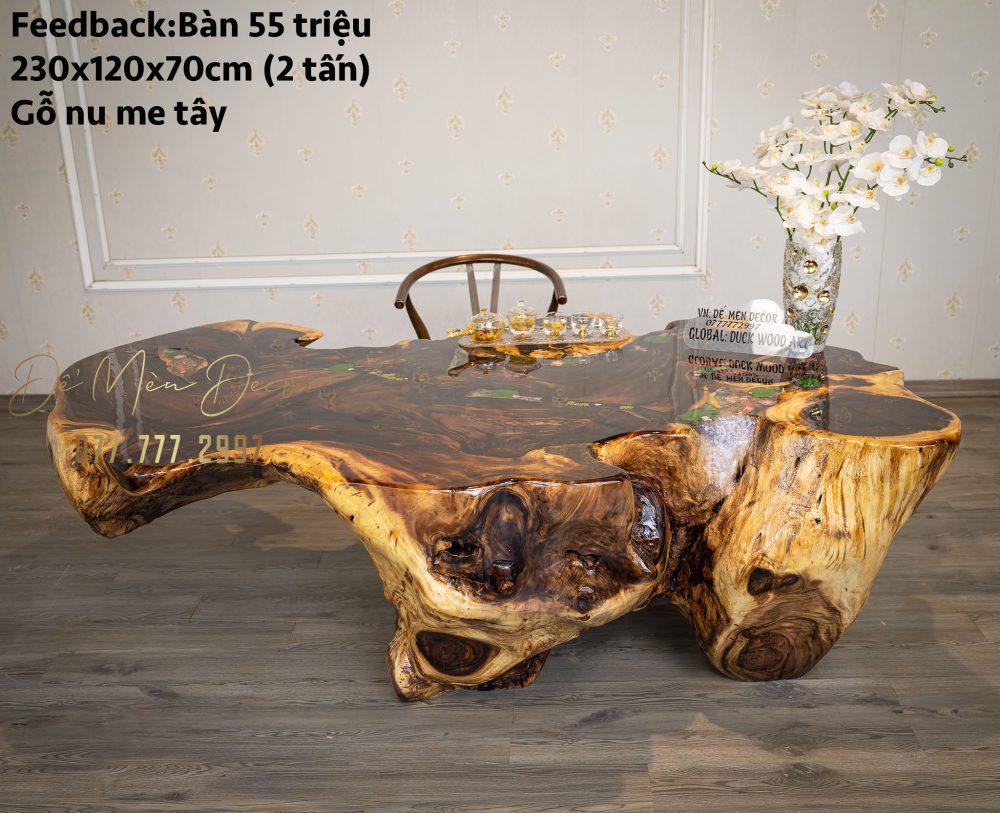 Bàn trà epoxy vẽ cá koi - Ảnh 8