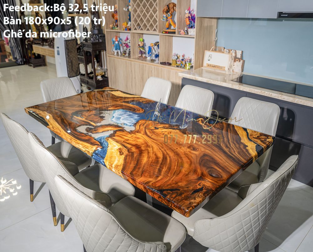 Bàn ăn epoxy vẽ biển - Ảnh 7
