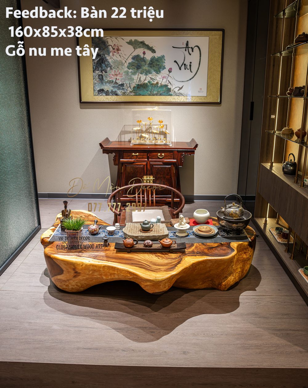 Bàn trà nhật gỗ nguyên khối
