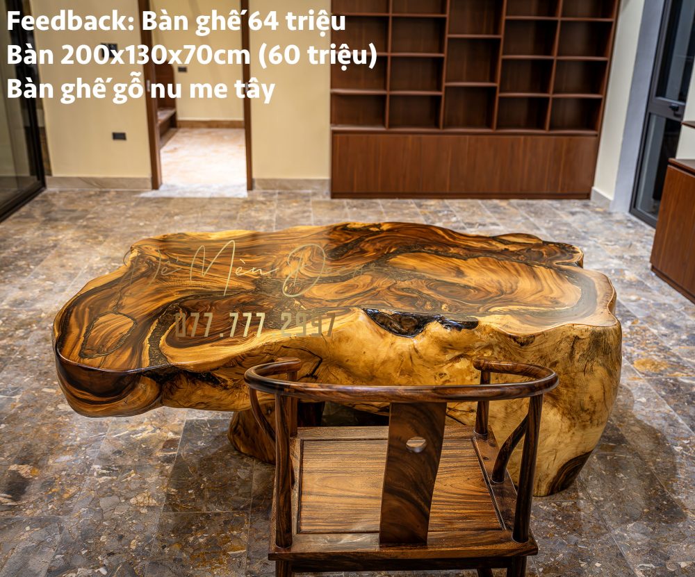 Bàn Gỗ Sân Vườn Nguyên Khối - Ảnh 6
