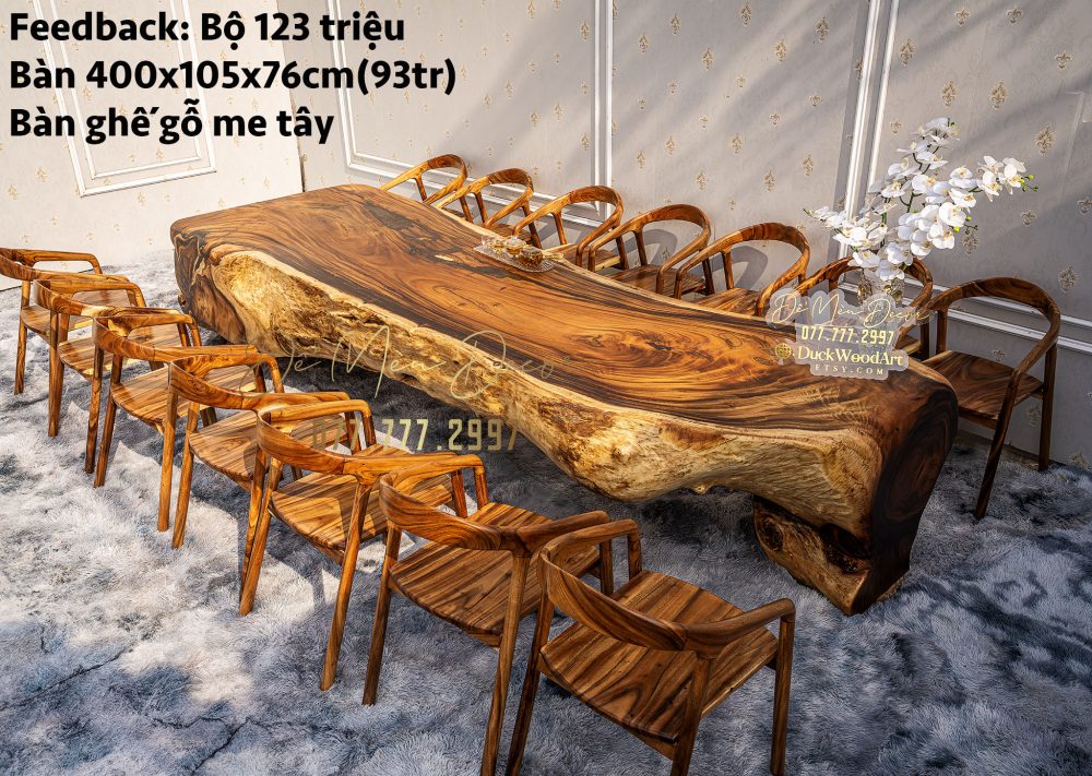 Bàn Ăn Nửa Thân Cây Đẹp | Thiết Kế Độc Đáo & Sang Trọng - Ảnh 4