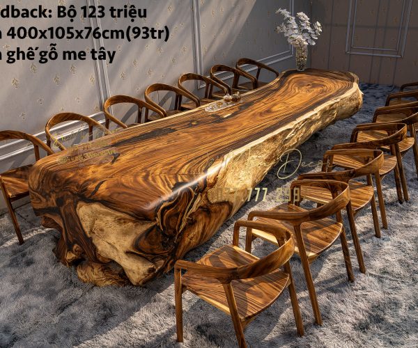Bàn ăn nguyên khối nửa thân cây