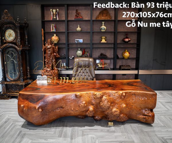 Bàn làm việc gỗ nu nguyên khối