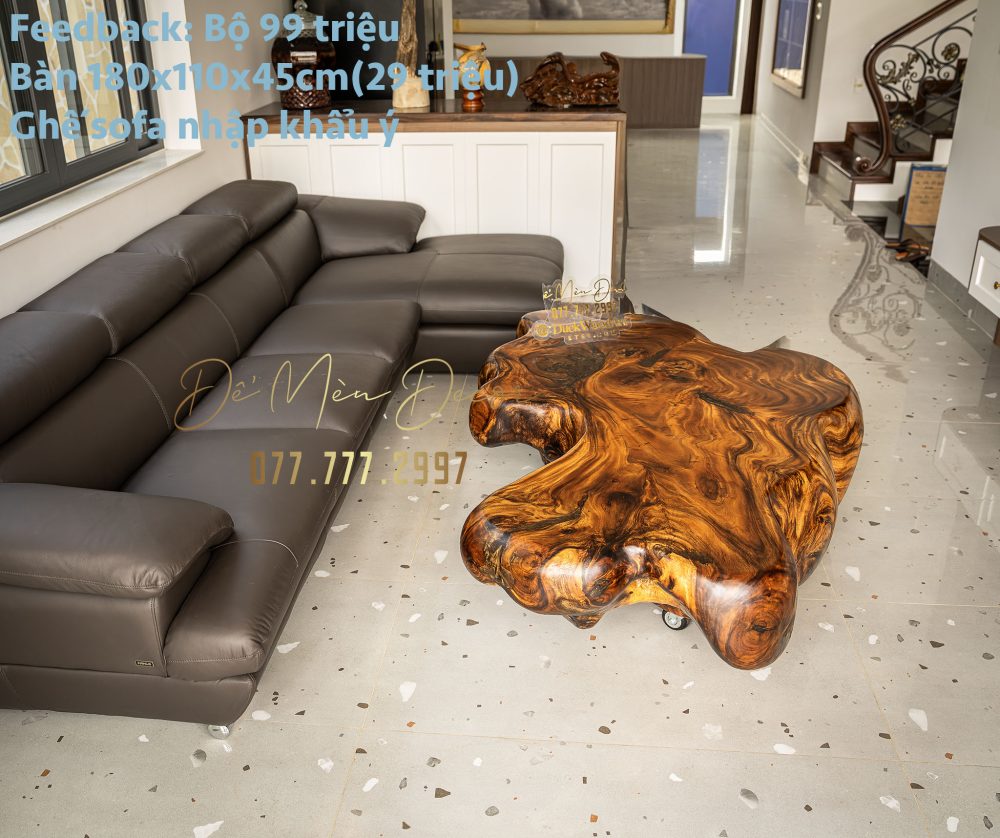 Bàn Sofa Gỗ Nguyên Khối Cao Cấp - Sang Trọng, Độc Đáo - Ảnh 3