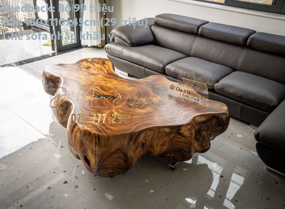 Bàn Sofa Gỗ Nguyên Khối Cao Cấp - Sang Trọng, Độc Đáo - Ảnh 5