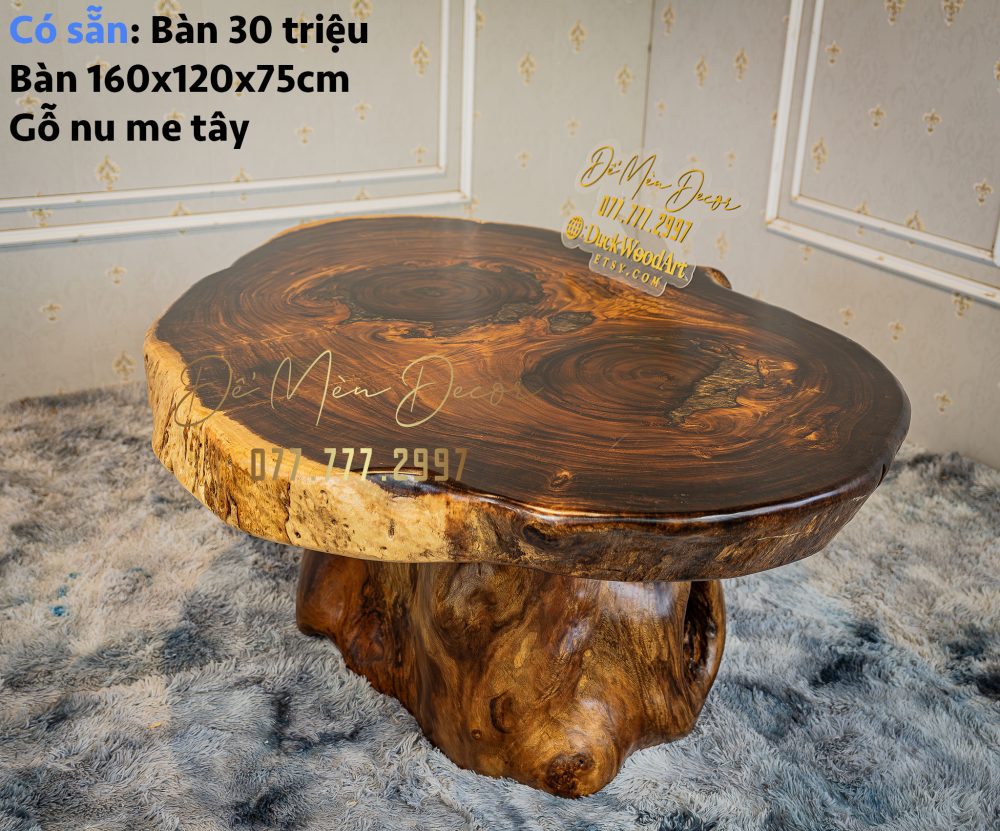 Bàn Ăn Tròn Gỗ Nguyên Khối Đẹp - Ảnh 2