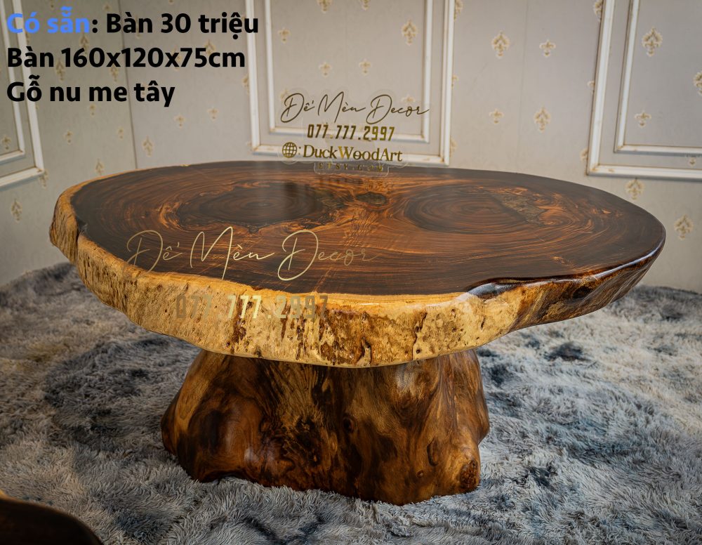 Bàn Ăn Tròn Gỗ Nguyên Khối Đẹp