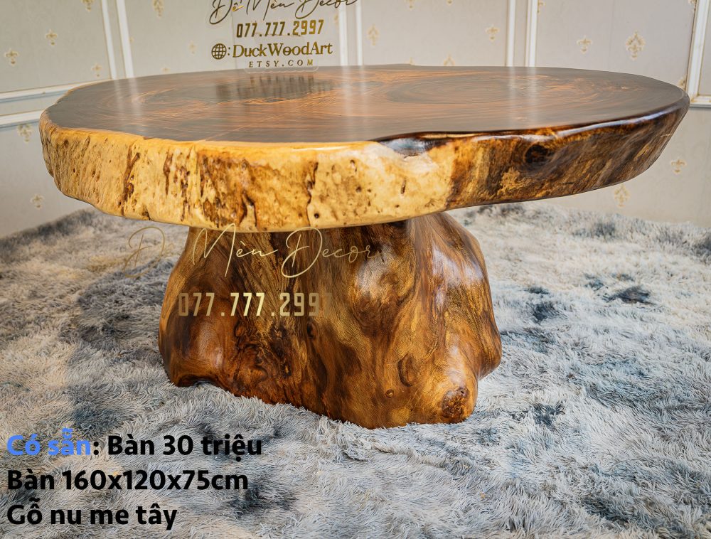 Bàn Ăn Tròn Gỗ Nguyên Khối Đẹp - Ảnh 7