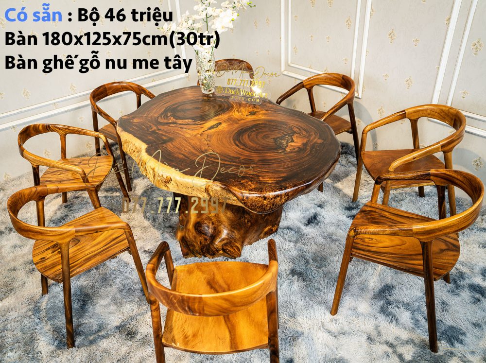 Bàn Ăn Tròn Nguyên Khối Gỗ Tự Nhiên - Ảnh 5