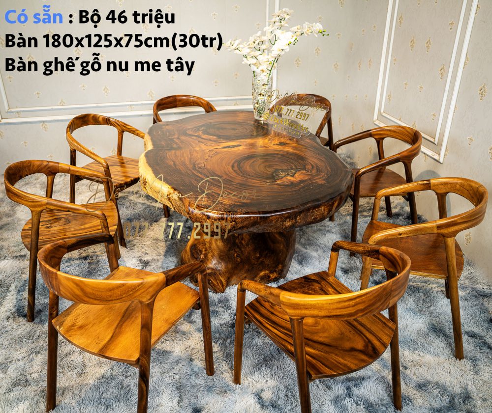 Bàn Ăn Tròn Nguyên Khối Gỗ Tự Nhiên - Ảnh 6