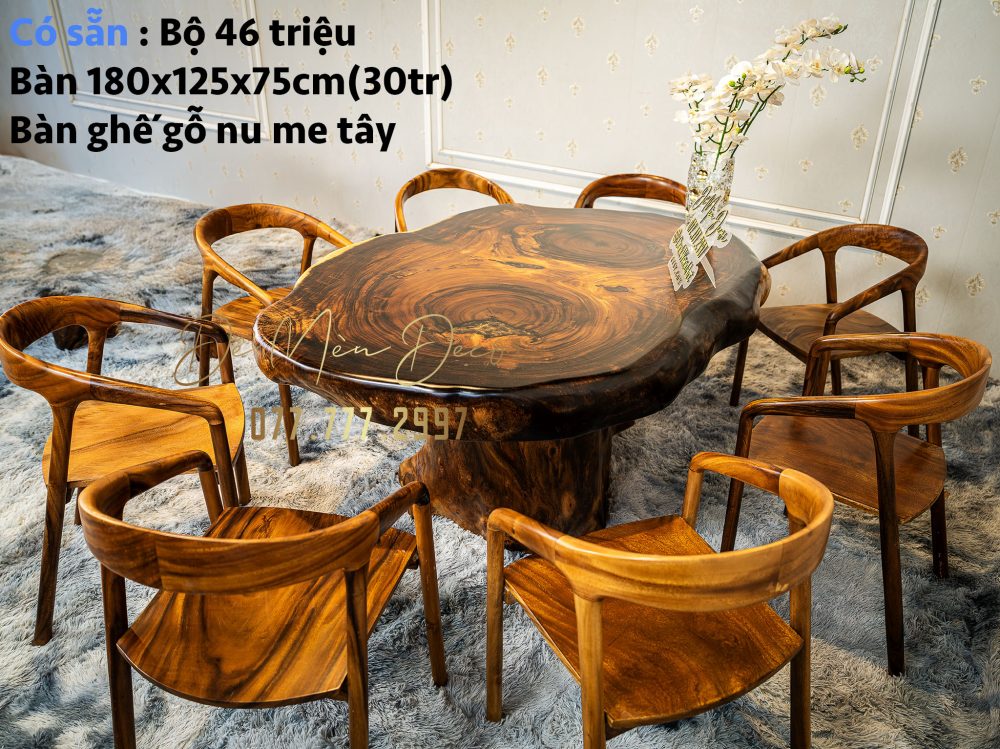 Bàn Ăn Tròn Nguyên Khối Gỗ Tự Nhiên - Ảnh 9