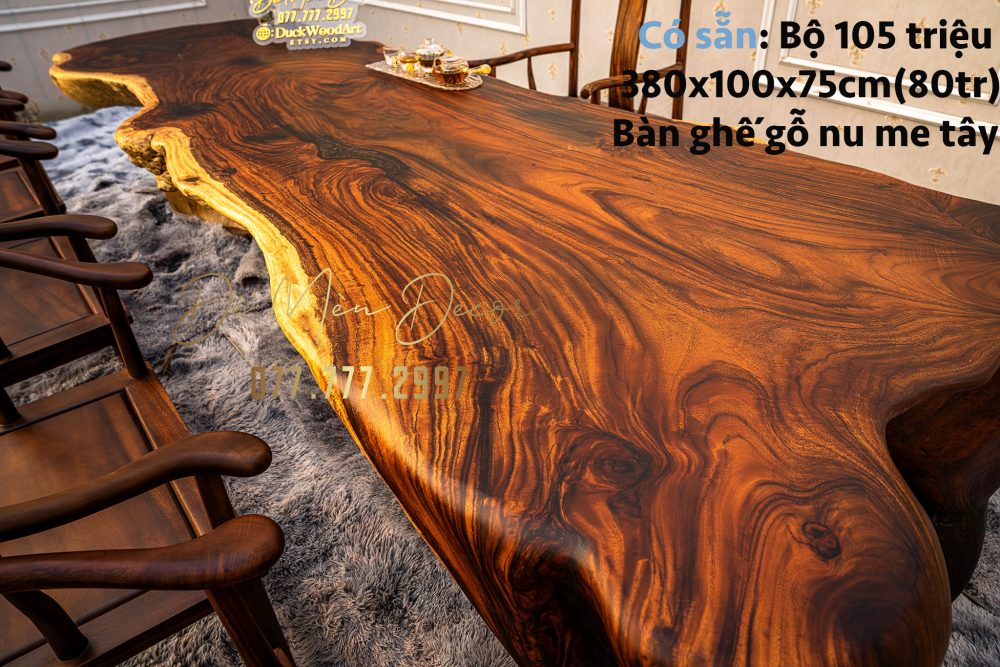 Bàn Ăn Gỗ Me Tây Nguyên Khối - Ảnh 3