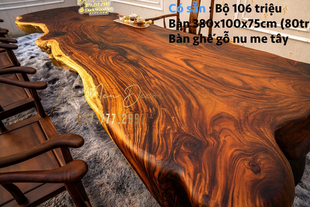 Bàn Trà Gỗ Me Tây Nguyên Khối Đẹp - Ảnh 4