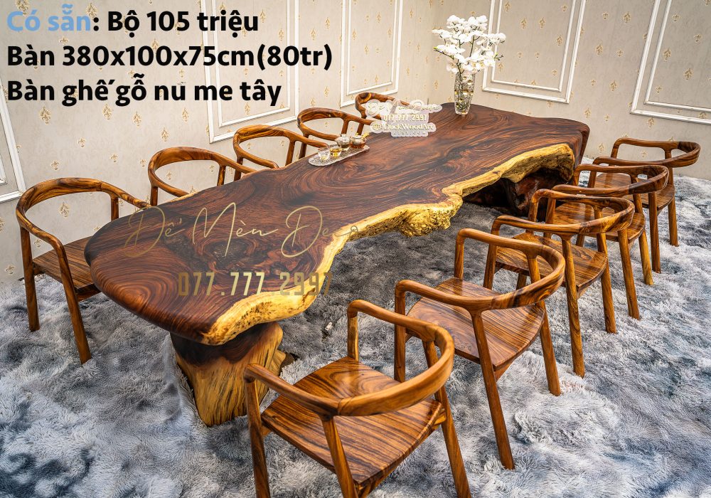 Bàn Ăn Gỗ Me Tây Nguyên Khối - Ảnh 4