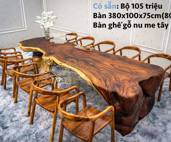 Bàn Ăn Gỗ Me Tây Nguyên Khối